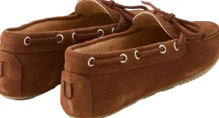 Mokassins aus Veloursleder mit Schleife Cognac