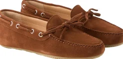 Mokassins aus Veloursleder mit Schleife Cognac