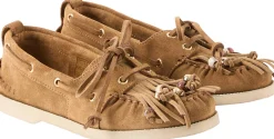 Mokassins mit Zierperlen Camel