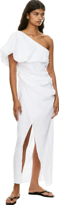 One-Shoulder-Kleid 'Ellin' aus Leinen Weiß