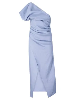 One-Shoulder-Kleid 'Ellin' aus Leinen Indigo