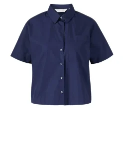 Oversized Baumwollhemd Marineblau