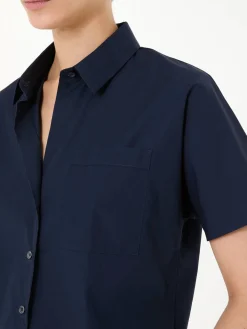 Oversized Baumwollhemd Marineblau