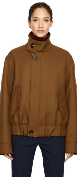 Oversized Blousonjacke aus Schurwolle Braun