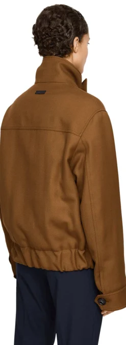 Oversized Blousonjacke aus Schurwolle Braun