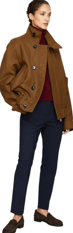 Oversized Blousonjacke aus Schurwolle Braun
