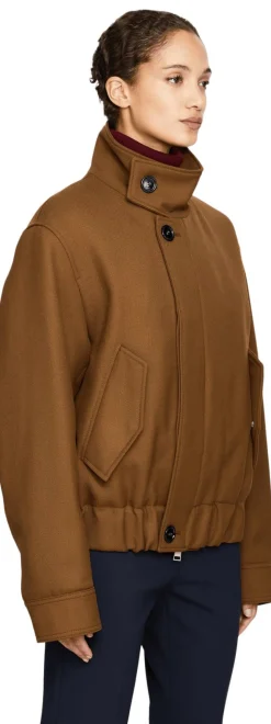 Oversized Blousonjacke aus Schurwolle Braun