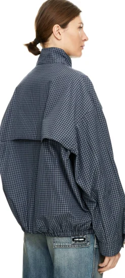 Oversized Blousonjacke mit Karomuster Blau