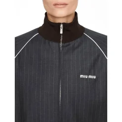 Oversized Blousonjacke mit Nadelstreifen Grau