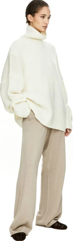 Oversized Cashmere-Seidenpullover mit Rollkragen Cloud Light