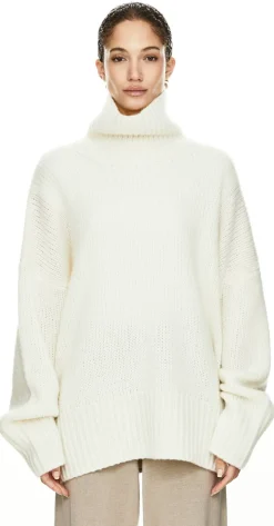 Oversized Cashmere-Seidenpullover mit Rollkragen Cloud Light