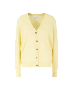 Oversized Cashmere-Strickjacke mit V-Ausschnitt Gelb
