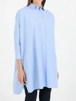 Oversized Hemd aus Baumwollpopeline Hellblau