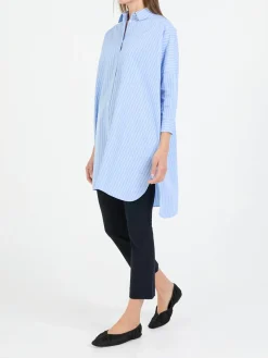 Oversized Hemd aus Baumwollpopeline Hellblau