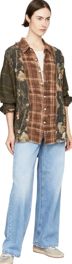Oversized Hemd in Patchwork-Optik Multi