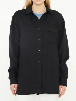 Oversized Hemd 'Nesson' aus Leinen Schwarz