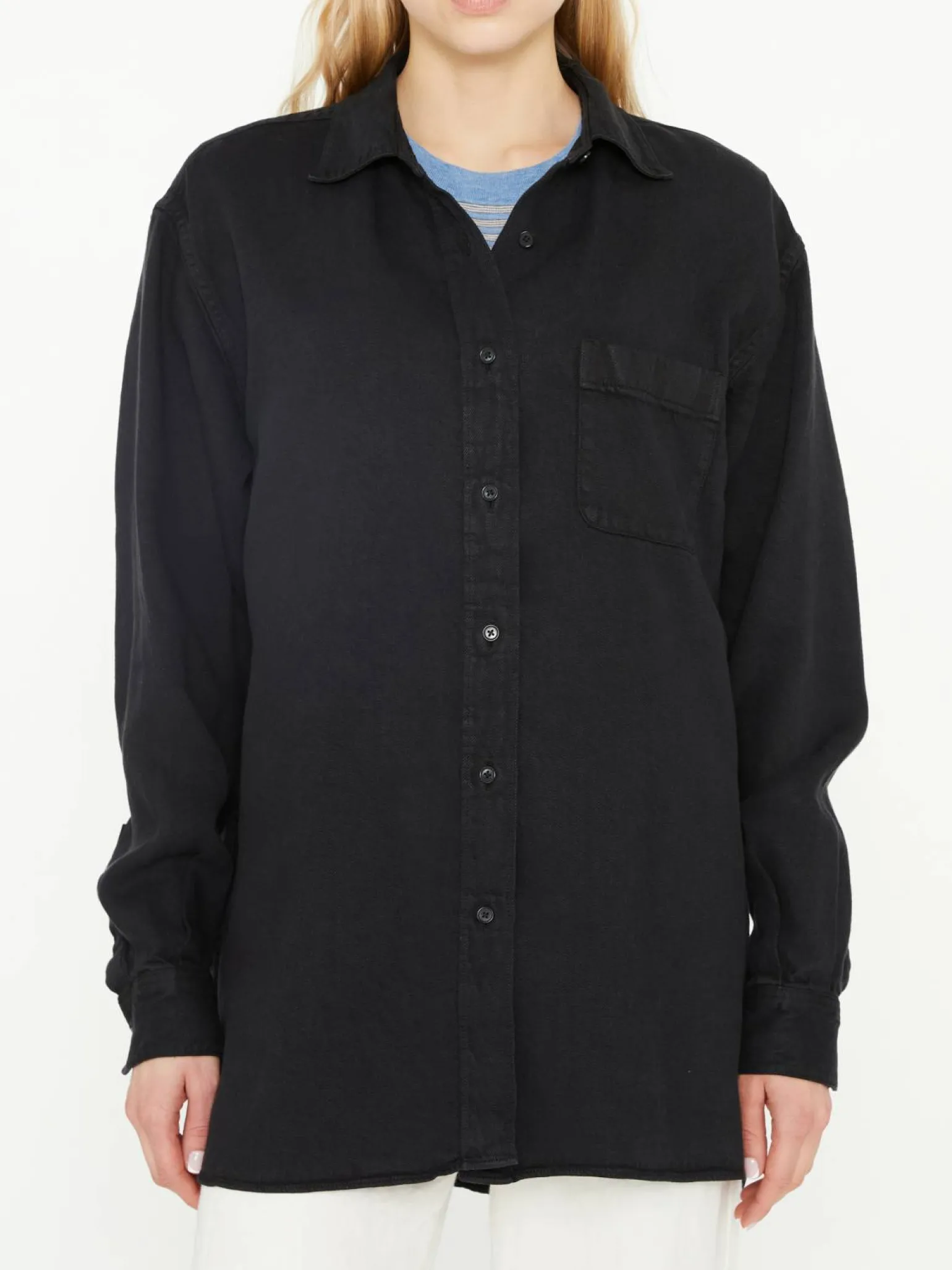 Oversized Hemd 'Nesson' aus Leinen Schwarz