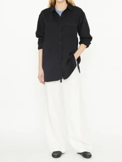 Oversized Hemd 'Nesson' aus Leinen Schwarz