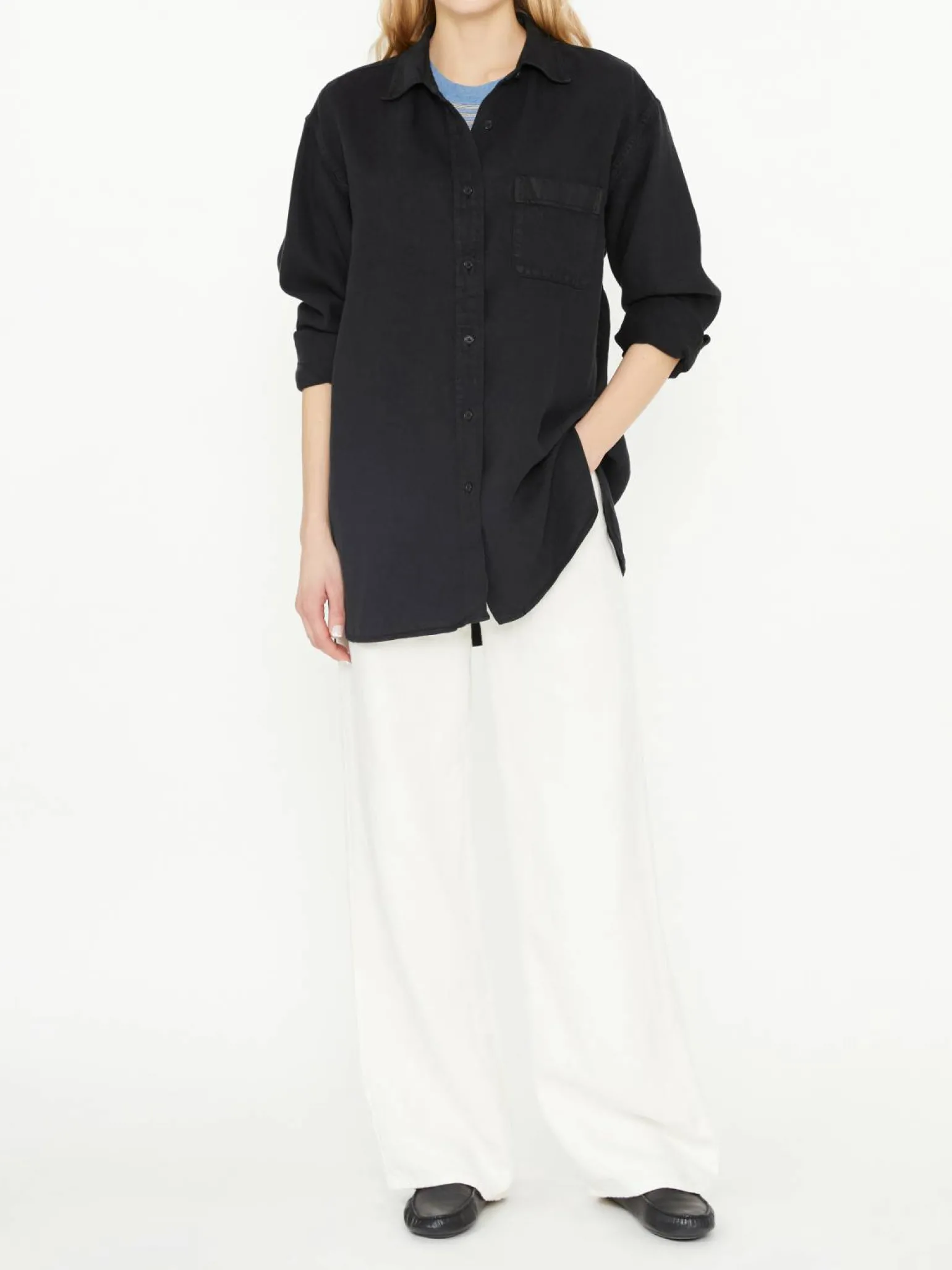 Oversized Hemd 'Nesson' aus Leinen Schwarz