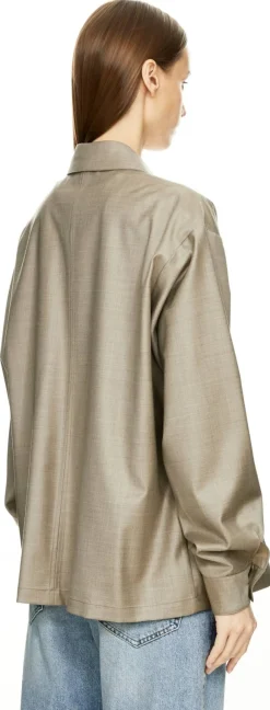 Oversized Hemd 'Tasmania' aus Schurwolle Beige