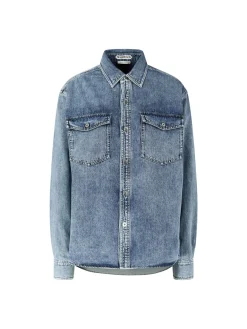 Oversized Jeanshemd Mittelblau