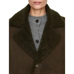 Oversized Lammfelljacke Khaki