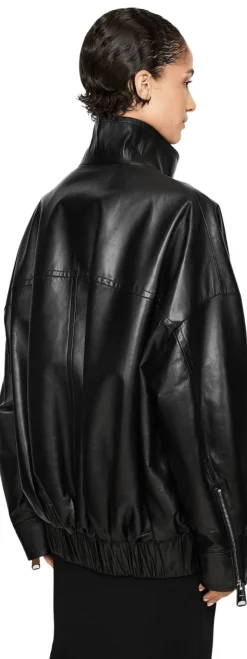 Oversized Lammlederjacke 'Ayman' Schwarz