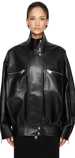Oversized Lammlederjacke 'Ayman' Schwarz