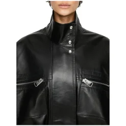 Oversized Lammlederjacke 'Ayman' Schwarz