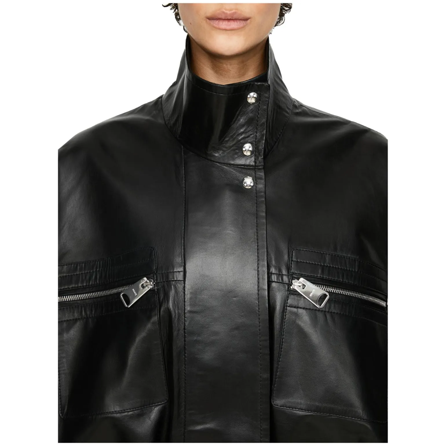 Oversized Lammlederjacke 'Ayman' Schwarz