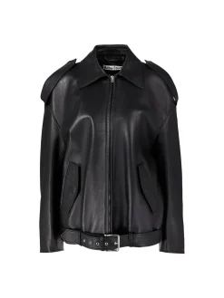 Oversized Lammlederjacke Schwarz
