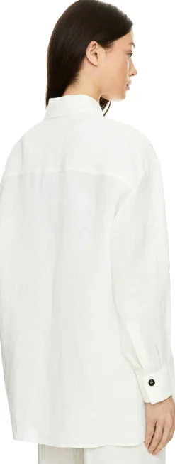 Oversized Leinenbluse 'Alicia' mit Fransen Weiß