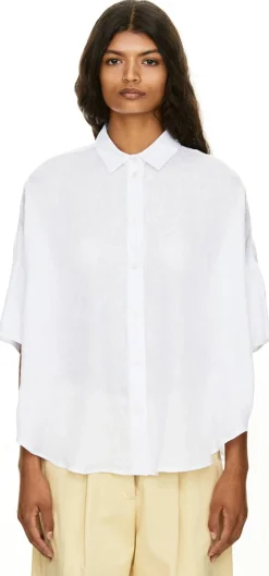Oversized Leinenbluse 'Bianca' Weiß