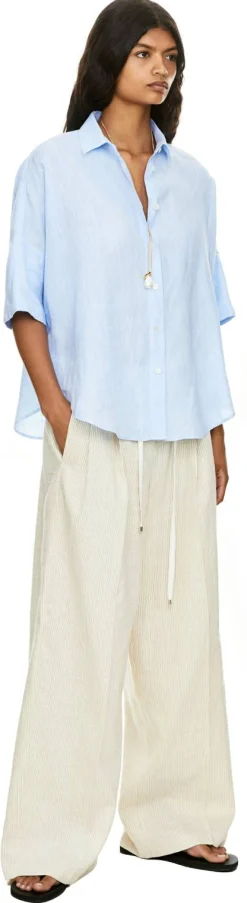 Oversized Leinenbluse 'Bianca' Hellblau