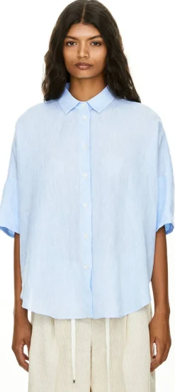 Oversized Leinenbluse 'Bianca' Hellblau