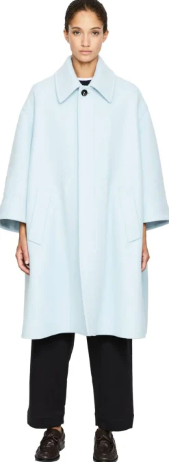Oversized Mantel aus Cashmere Hellblau