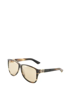 Oversized Pilotenbrille Striped Loden/Yellow