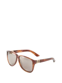 Oversized Pilotenbrille Striped Tobacco/Dark Grey
