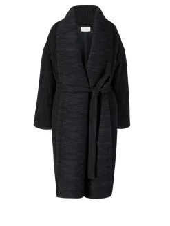 Oversized Seidenmantel 'Moorea' mit Bindegürtel Schwarz