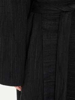 Oversized Seidenmantel 'Moorea' mit Bindegürtel Schwarz