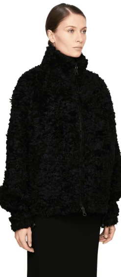 Oversized Shearling-Jacke Schwarz