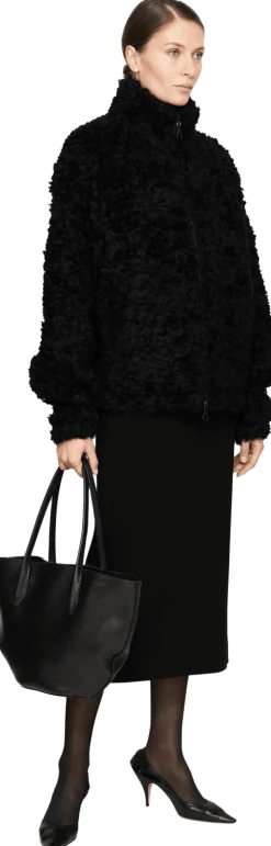 Oversized Shearling-Jacke Schwarz