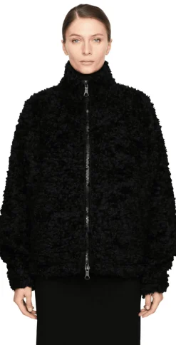 Oversized Shearling-Jacke Schwarz