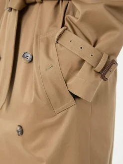 Oversized Trenchcoat aus Baumwoll-Serge Beige