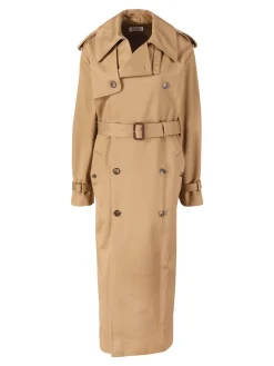 Oversized Trenchcoat aus Baumwoll-Serge Beige