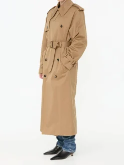 Oversized Trenchcoat aus Baumwoll-Serge Beige