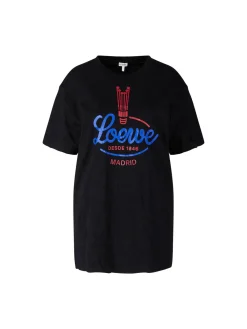 Oversized T-Shirt mit LOEWE Print Schwarz