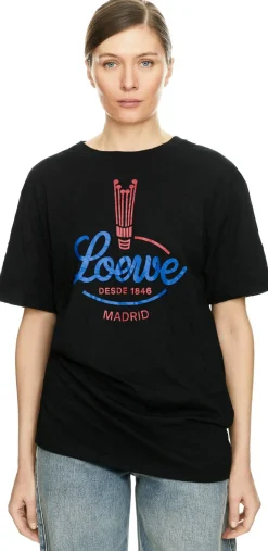 Oversized T-Shirt mit LOEWE Print Schwarz