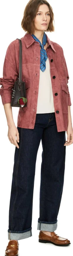 Oversized Velourslederjacke 'Kaylee' Pink Shade