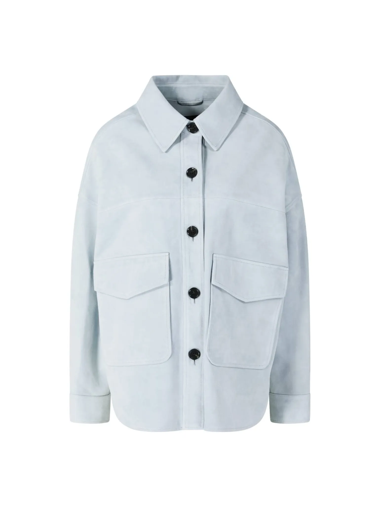 Oversized Velourslederjacke 'Kaylee' Hellblau